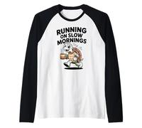 Running On Slow Mornings Turtle Coffee Runner Carino Maglia con Maniche Raglan