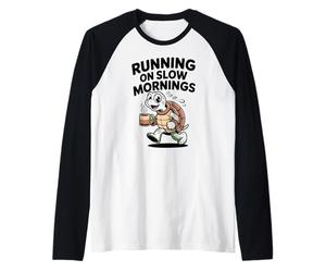 Running On Slow Mornings Turtle Coffee Runner Carino Maglia con Maniche Raglan