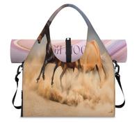 Running On The Beach Horse Sports Duffel Bag per donne uomini cavallo weekend borsa da notte con scomparto per scarpe borsa tote bagaglio per yoga palestra viaggi, Colore, L, Organizer per borse