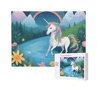 Running Unicorns - Puzzle in legno da 500 pezzi, puzzle orizzontale, per il tempo libero in famiglia e la sfida del cervello