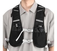 Running Water Vest, Reflective Hydration Pack, Soft Flask Pockets, Black, Cell Phone Holder, Water Backpack for Cycling, Hiking, Mountaineering, Outdoor Sports Hydration Gear