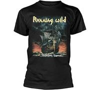 Running Wild Under Jolly Roger Album T-Shirt Graphics Tee Black Tee Shirt L