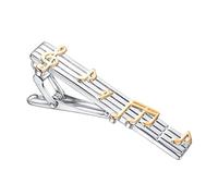 RunootPR Argento Nero Fermacravatta Personalizzato Musica Animale Clip Cravatta per Uomo Matrimonio Partito Del ballo Gioielli Regalo con Scatola Regalo, 5.5cm, Ottone, Non pietra preziosa