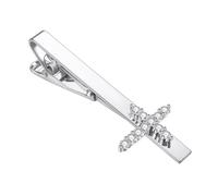 RunootPR Fermacravatta a forma di croce, oro e argento, personalizzabile, 2.24, rame, Zirconia cubica