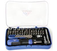 RUNPRO Kit a cricchetto attrezzi 47 pezzi multifunzione kit a cricchetto cacciavite e chiave 1/4" set scatola set completo con punte a bussola estensioni corte lunghe e articolate