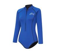 RUNQHUI Costume da bagno da donna, 1 pezzo, anti UV, tuta corta in neoprene, 2,5 mm, per immersioni in surf, nuoto, blu, L