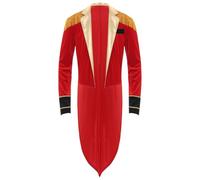 RUNQHUI Costume Monsieur Loyal da uomo, adulto, giacca Cirque Dompteur completo Halloween Carnevale S-3XL Rosso XL