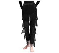 RUNQHUI Pantaloni da danza latina con frange da donna, pantaloni da danza Rumba Tango Chacha Salsa, costume da ballo