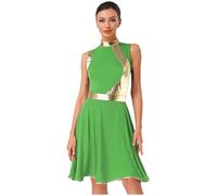 RUNQHUI Vestito Liturgico Danza Lode Donna Vestito di Culto Chiesa Preghiera Tunica Metallico senza Maniche, verde, XXL