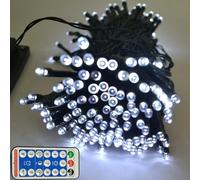 RunQiao Catena luminosa a energia solare da 50 m, con 500 LED, per esterni, con ricarica USB e telecomando, impermeabile IP65, doppia alimentazione, per giardino, Natale, matrimoni, feste, colore