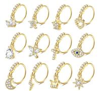 RUNRAYAY 12pcs Gold Nose Rings per donne, 20 g chirurgico anello naso a naso a naso piercing gioielli piercing ipoallergenic cz cingo