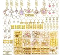 RUNRAYAY 156pcs gioielli per capelli per trecce, gioielli in cristallo rosa Crapite di treccia per perle Accessori dreadlock corona decorazioni per capelli multili