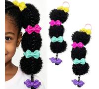 RUNRAYAY 2 Confezioni Doppio Chignon Afro Arricciato 3 in 1 per Bambini, Chignon per Neonati da 0 a 2 Anni in Fibra Sintetica Naturale