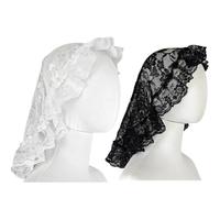 RUNRAYAY 2 pezzi di veli in pizzo floreale con pieghe, copricapo, mantiglia per la messa latina, veli cattolici, foulard corto per donna sposa, A