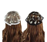 RUNRAYAY 2 pezzi, veli in pizzo floreale con motivo floreale, copricapo latino, mantiglia per messa, veli cattolici, foulard corto per donne da sposa, B