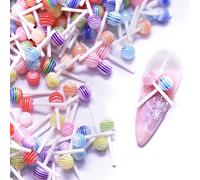 RUNRAYAY 200Pcs 3D Candy Lollipop Charms per Unghie, Mini Resina Colorata Zucchero Gommoso Dolce Fai Da Te Strass per Unghie Accessori per Cartoni Animati per Manicure San