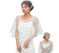 RUNRAYAY 2pcs Pearl Wedding Pearl Shawl Cape & Birdcage Veil per sposa, capestro di tulle a tulle a flapper Bolero Copritura per l'abito formale da sera per le donne