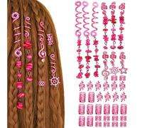 RUNRAYAY 39 Pezzi Anelli Gioielli per Capelli in Pietra Naturale Accessori per Capelli in Alluminio Dreadlock Polsini per Capelli in Metallo Decorazioni Pendenti per Passione Twist Uncinetto