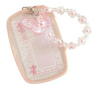 RUNRAYAY Acrylic Cute Kpop Photocard Holder, 3 Inch Credit ID Bank Card Bus Card Student Card Pendant Keychain Badge Holder - Pink C
