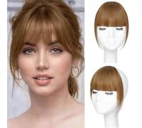 RUNRAYAY Clip in Bangs, Bangs Cap Acconde per donne capelli umani Hairpochs for Women Clip su finte colpi estensione per capelli per donne abbigliamento quotidiano, marrone chiaro