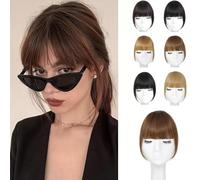 RUNRAYAY Clip in Bangs, Bangs Clube On for Women Human Hair Wispy Bangs Pieves for Women Clip in Bangs Fake Hair Extension for Women Daily Wear, marrone nero