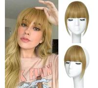 RUNRAYAY Clip in Bangs, Bangs Hair Clip On For Women Human Hair Wispy Bangs Hairtopices for Women Clip su finte colpi estensione per capelli per donne abbigliamento quotidiano, biondo cenere