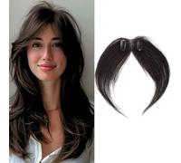 RUNRAYAY Clip in Bangs, clip in Extensions for Women, Real Human Hair, 360 3D Cover 3D Bangs Wispy On French Bangs for Daily Aush, Black