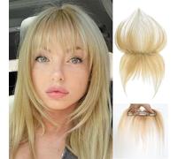 RUNRAYAY Clip in colpi, capelli umani Bangs clip nelle estensioni dei capelli, frange di botti d'aria biondi con cornici francesi per donne frangiflutti curvi, 613 stile 1