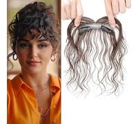 RUNRAYAY Clip in colpi, colpi di capelli umani con 2 clip non slittanti, capelli a 360 ° copertina con scoppi di capelli fetali per migliorare le caratteristiche del viso delle donne, marrone chiaro