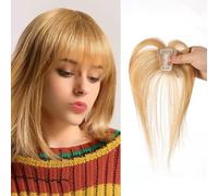 RUNRAYAY Clip in frangia, toppers per capelli a copertina 3d 360 ° per donne con capelli diradellati, clip da 10 pollici di clip pezzi per donne usura quotidianamente, dorato