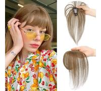 RUNRAYAY Clip in frangia, toppers per capelli a copertina 3d a 360 ° per donne con capelli diradellati, clip da 10 pollici pezzi di clip per donne usura quotidianamente, marrone chiaro