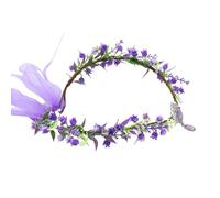 RUNRAYAY Corona da elfo con fiori viola e cristalli, copricapo da elfo della foresta, cerchietto floreale per accessori da fata, donna, Fairycore, Rinascimento, Cosplay, Fantasy, E