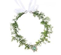 RUNRAYAY Corona da elfo del bosco verde con cristalli, corona da elfo della foresta, cerchietto con fiori e foglie per donna, medievale, rinascimentale, cosplay di Halloween, F
