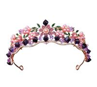 RUNRAYAY Corone di fiori per donne, tiare e corone per donne, corone gotiche viola per ragazze, tiara da regina barocca vintage per matrimoni, concorsi, balli di fine anno.