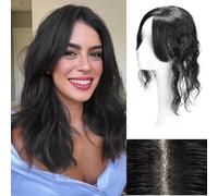 RUNRAYAY da 12 pollici Clip per capelli, vera copertura per capelli umani a 360 ° con scoppi da otto character per le donne, con clip in frange di frangia piena, stile nero 1