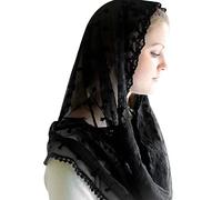 RUNRAYAY e' decorato con pizzo mandela, morbido e confortevole, con fiori, stile spagnolo, pizzo di rose, copricapo Nero