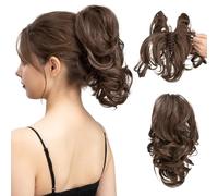 RUNRAYAY Extension per coda di cavallo corta da 25 cm con fermaglio a griffe, extension fai da te in metallo pieghevole, extension per chignon spettinato per donna, extension sintetiche finte 4#