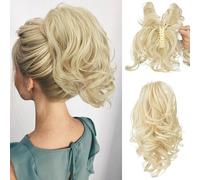 RUNRAYAY Extension per coda di cavallo corta da 25 cm con fermaglio a griffe, extension fai da te in metallo pieghevole, extension per chignon spettinato per donna, extension sintetiche finte 613#