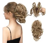 RUNRAYAY Extension per coda di cavallo corta in capelli umani con fermaglio a griffe da 25 cm, extension per acconciature fai da te, extension per chignon spettinato liscio per uso quotidiano 10H24B