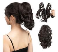 RUNRAYAY Extension per coda di cavallo corta in capelli umani da 25 cm con fermaglio a griffe, extension per acconciature fai da te, extension per chignon spettinato liscio da donna 4#