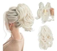 RUNRAYAY Extension per coda di cavallo corta in capelli umani da 25 cm con fermaglio a griffe, extension per acconciature fai da te, extension per chignon spettinato liscio da donna,4 g