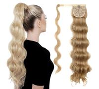 RUNRAYAY Extension per Coda di Cavallo Ricci da 61 cm, Parrucca Ondulata Naturale Resistente al Calore ad Avvolgimento per Coda di Cavallo in Fibra Sintetica per Donne di Ogni Etnia - Colore #18