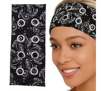RUNRAYAY Fascia elastica per capelli con occhielli scavati del Mar Nero, fascia larga alla moda punk grunge Y2K, fasce elastiche con occhiello casual e design con occhielli alla moda
