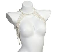 RUNRAYAY Multilayer Pearl Shoulder Chain, Jewelry Bridal Wedding Backdrop Chain Necklace Rave Shoulder Arm Body Chain Jewelry for Women, A