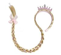 RUNRAYAY Parrucca per Travestimento da Principessa, Parrucca Intrecciata Lunghe da 69 cm, Parrucca Intrecciata da Principessa con Fascia per Feste di Compleanno e Cosplay - Rosa