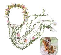 RUNRAYAY Pettine per capelli da sposa con fiori, fascia per capelli con margherite, copricapo intrecciato estivo da spiaggia con nappe, accessori per capelli floreali hippie per donne e ragazze