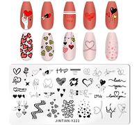 RUNRAYAY Piastra di timbro per unghie a cuore, unghie a tema San Valentino, stencil per unghie, immagine del modello di piastra per unghie in acciaio inossidabile, strumenti per nail art serie Amore