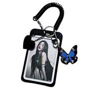 RUNRAYAY Porta badge fotografico in acrilico con ciondolo a farfalla, portachiavi con porta badge fotografico, porta badge fotografico per studenti, astuccio per cancelleria, H