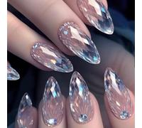 RUNRAYAY Premere su chiodi mandorle, gocce di cristallo con diamante d'acqua, attaccare un chiodo in piedi su un chiodo in piedi su unghie