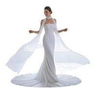 RUNRAYAY Sciarpa da Sposa in Pizzo Bianco Lunga per Matrimonio Sciarpa in Velo di Chiffon da 146 Pollici per Sposa, Avvolgente in Tulle Minimalista per Cerimonia Fuga d'Amore Abito da Sera Ricevimento